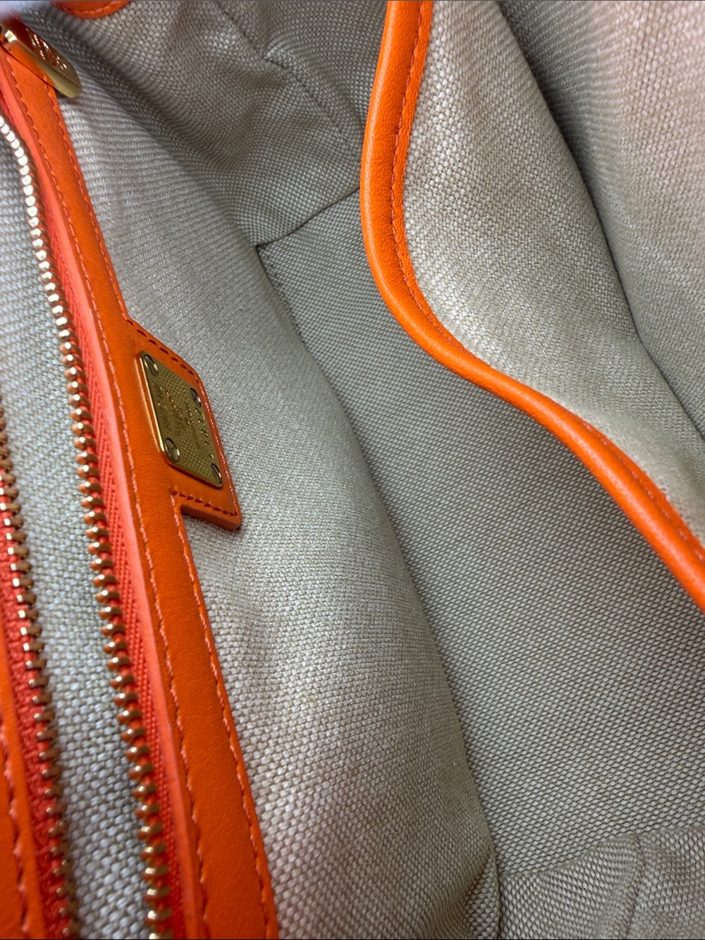 MCM Orange Leather Top Handle Crossbody Bag - Picture 9 of 12